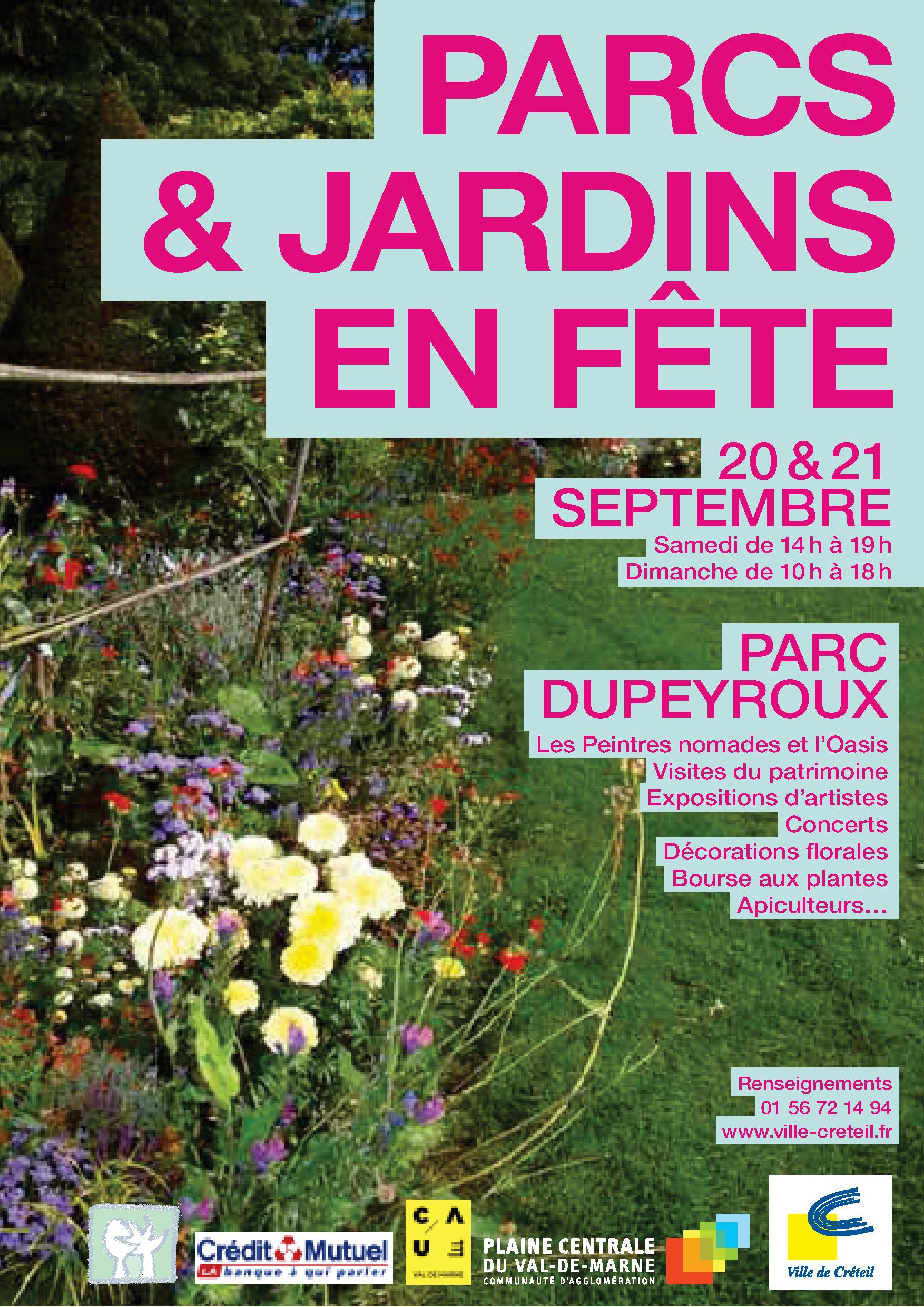 Affiche de "PARCS & JARDINS EN FÊTE" au Parc DUPEYROUX du 19 au 21 septembre 2014 