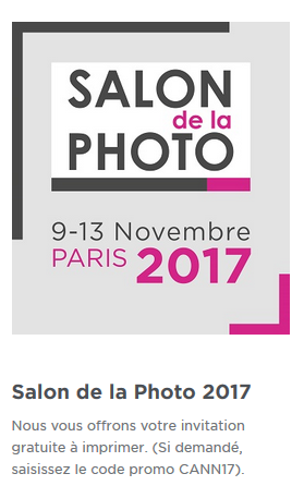 Invitation gratuite au salon de la Photo 2017 par CANON